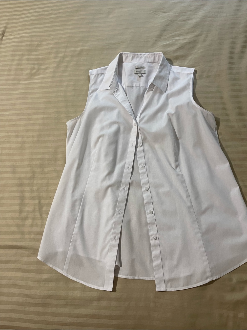 Talbots White Sleeveless Button-Down Shirt